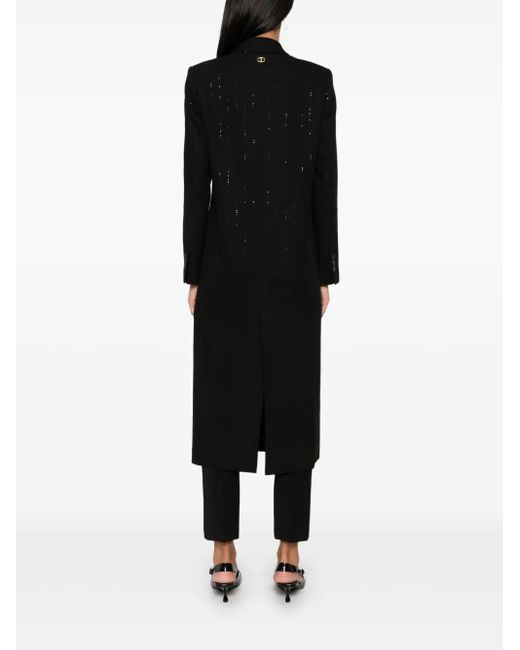 Twinset Black Sequined Double-Breasted Coat