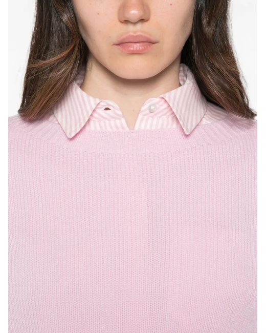 Bompard Pink Cashmere Crew-Neck Sweater