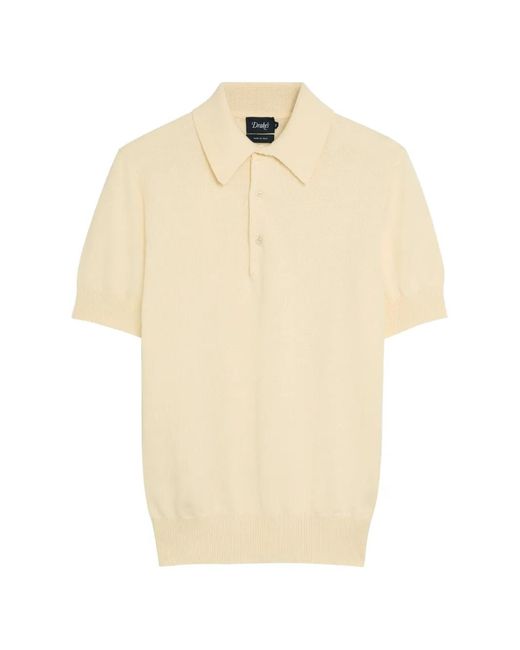 Drake's Natural Short-Sleeve Knitted Polo Shirt for men