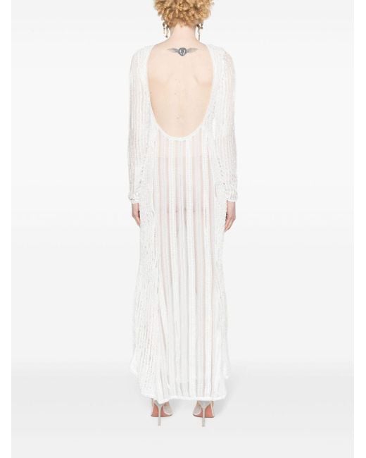 Charo Ruiz White Saley Lace Maxi Dress