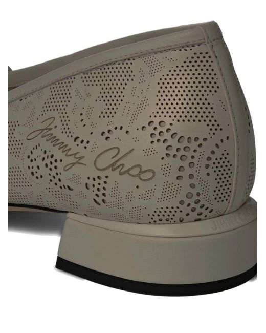 Jimmy Choo White Elisa Pearl Laser-Cut Ballerina