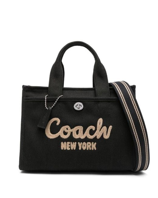 COACH Black Small Field Logo-Appliqué Tote Bag