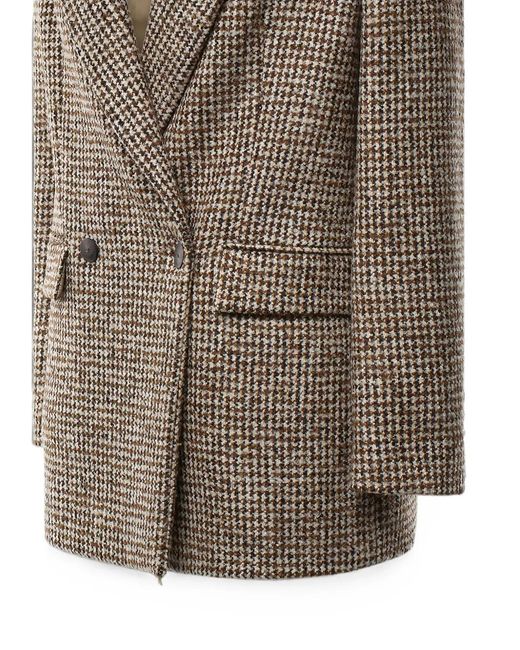 Dondup Brown Houndstooth Double-Breasted Jacket