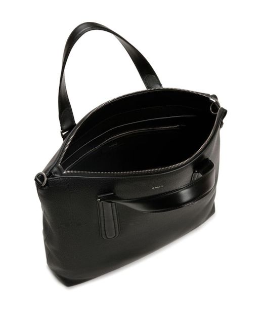 Bally Logo stamp Leather Tote Bag in Black for Men Lyst UK