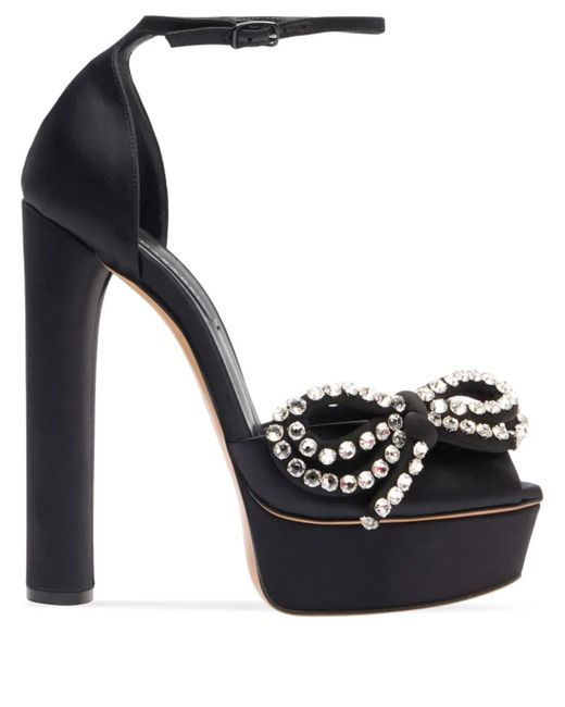 Casadei Black Julia Satin Platform 140