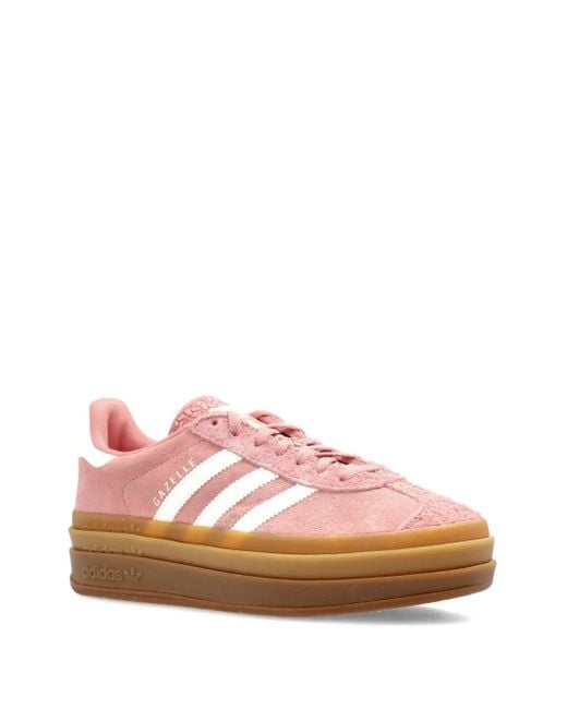 Adidas Pink Gazelle Bold Suede Three-Stripe Sneakers