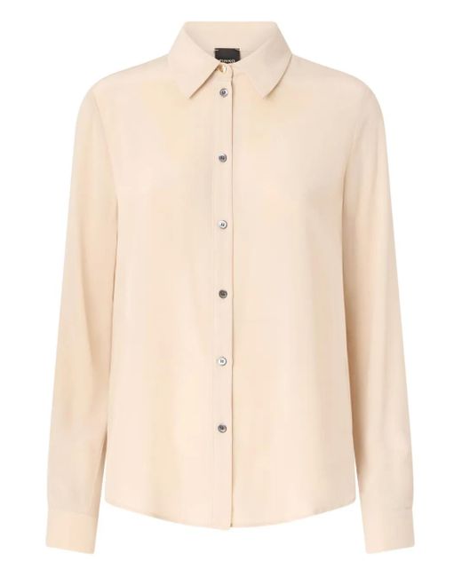 Pinko Natural Button-Down Silk Shirt