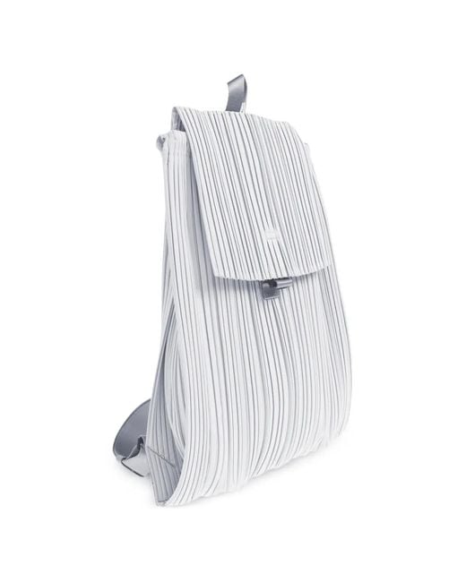 Pleats Please Issey Miyake White Pleated Backpack
