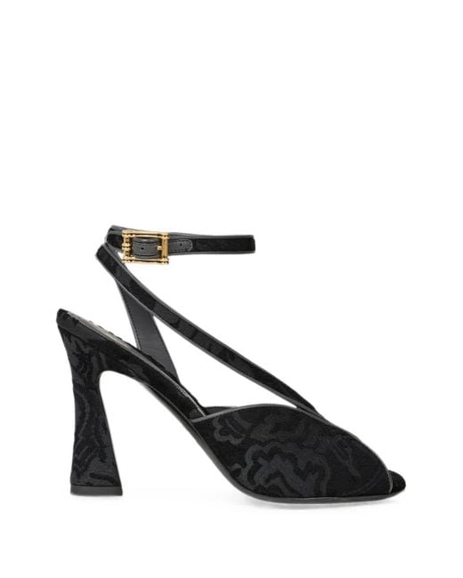 Etro Black Sandales À Motif Cachemire