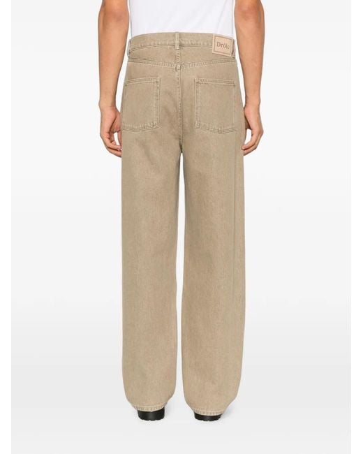 Drole de Monsieur White Logo-Patch Belt-Loop Jeans for men