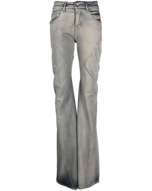 Rick Owens Gray Straight Bias Jeans With Medium Rise