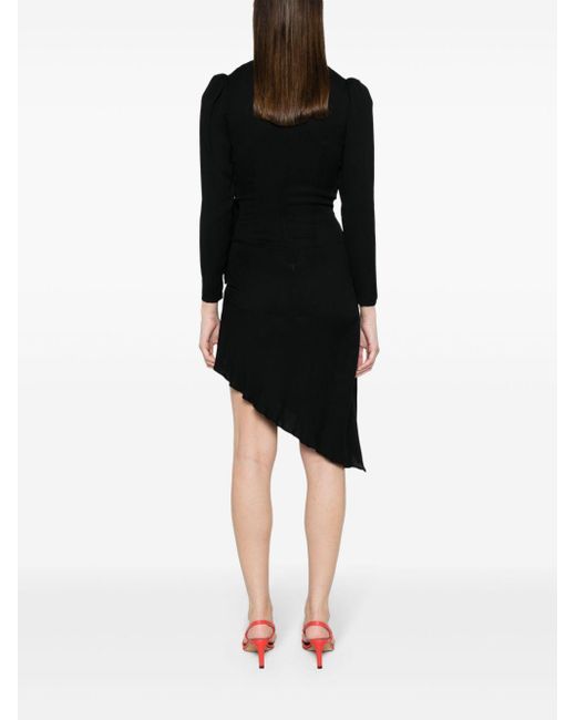 Elisabetta Franchi Black Crepe Asymmetric Mini Dress
