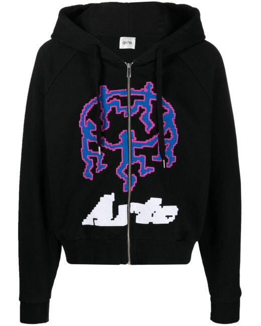 Arte' Blue Harmon Pixel Dancers Zip-up Hoodie for men