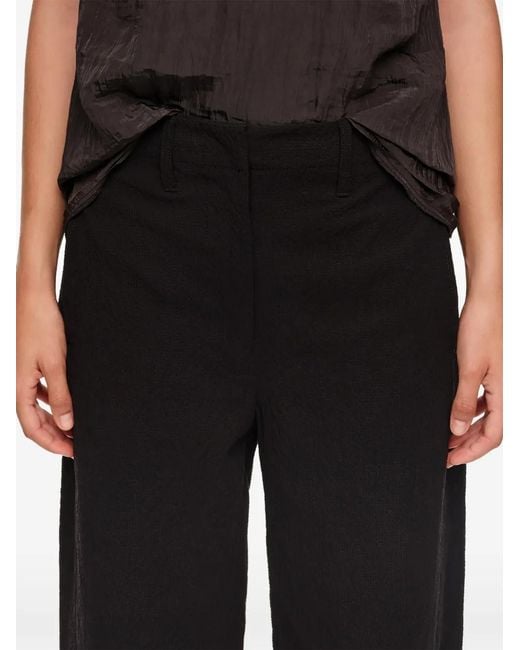 Bimba Y Lola Black Cotton And Linen Barrel-Leg Trousers