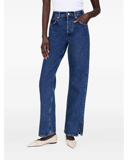 Anine Bing Blue Roy Jeans Mit Hohem Bund