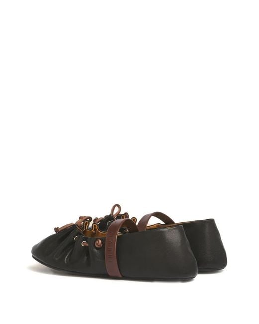 Marni Black Leather Mary Jane Soft Ballerinas