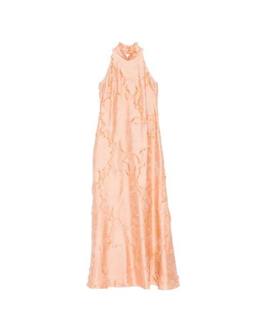 Amsale Pink Jacquarded Trapeze Maxi Dress