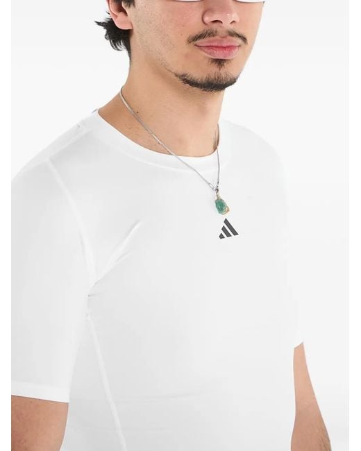 Adidas White Techfit Compression T-Shirt for men