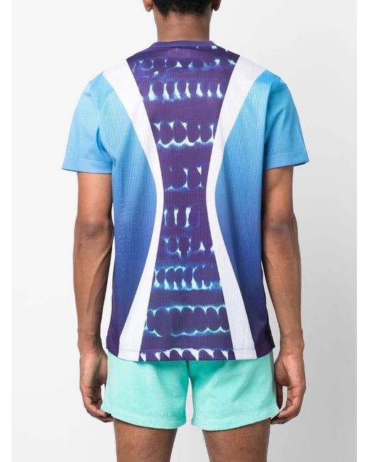 DSquared² Blue Graphic-Print Perforated T-Shirt for men