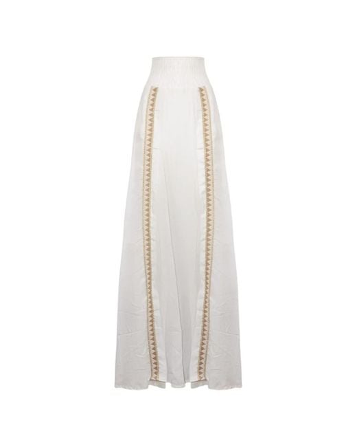 PHO® Firenze White Embroidered High-Waisted Maxi Skirt