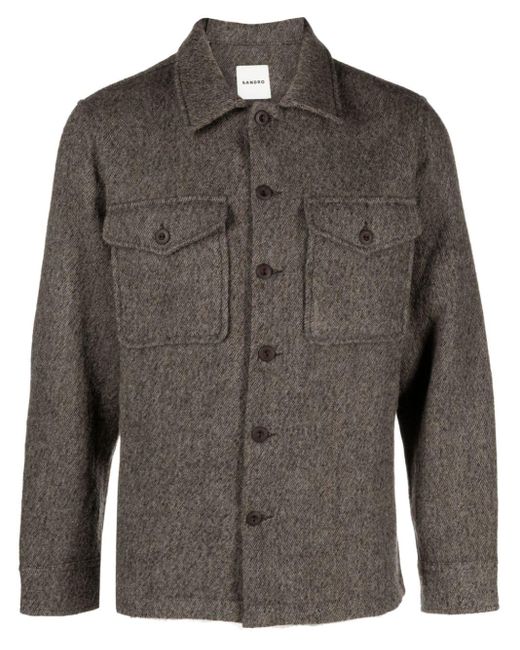 Sandro Brown Bonnie Virgin Wool Shirt Jacket for men