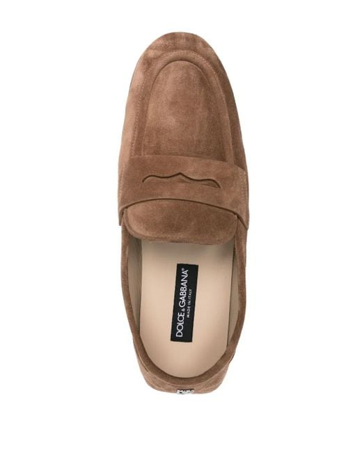 Dolce & Gabbana Brown Suede Loafers With Dg Plaque For for men