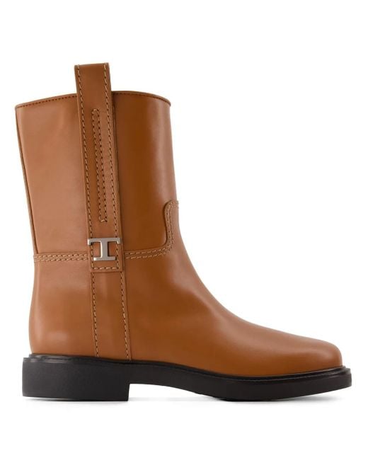 Tod's レザー アンクルブーツ Brown