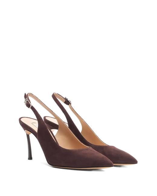 Casadei Brown 80Mm Slingback Pointed-Toe Pumps