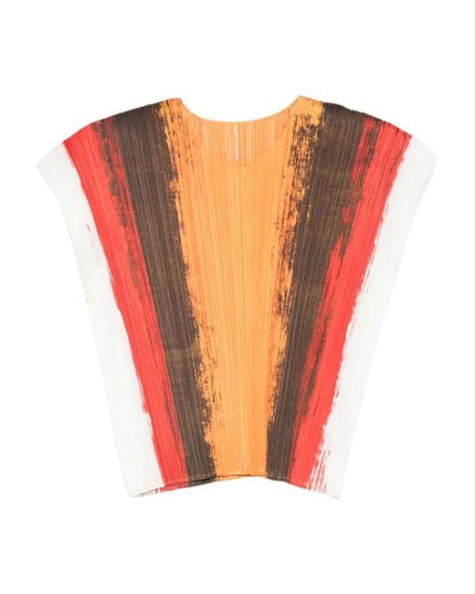 Haut Plissé À Rayures Pleats Please Issey Miyake en coloris Orange