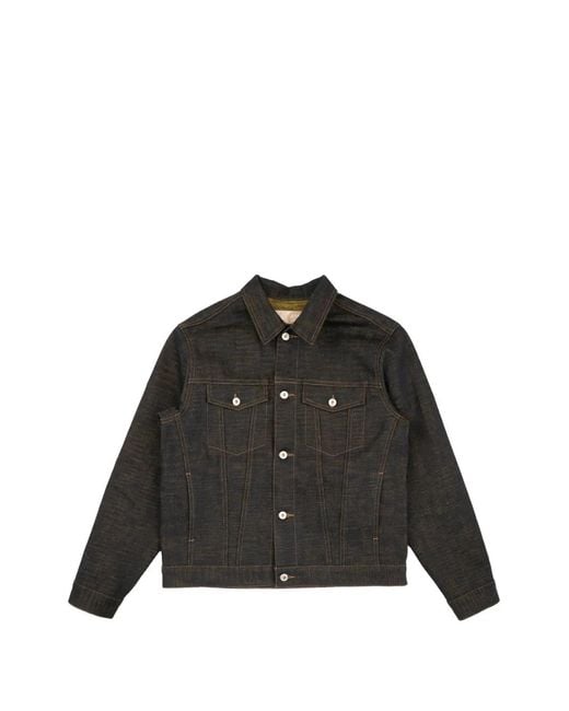 Naked & Famous Black Citrus Kasuri Selvedge Button Denim Jacket for men