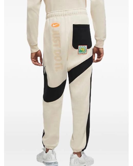 Nike White Patchwork Track Pants for men