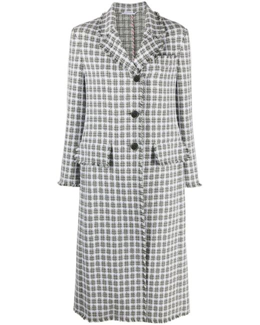Thom Browne Gray Check-Pattern Tweed Coat