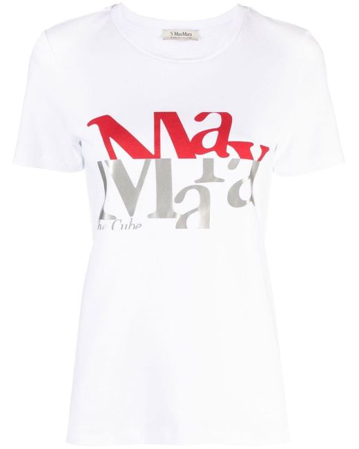Camiseta con eslogan estampado Max Mara de color White