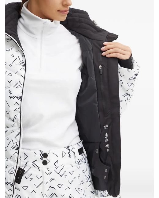 Rossignol Gray Geometrische Staci Skijacke Aus Faux Fur