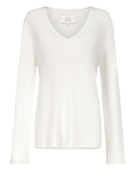 Loulou de Saison White V-Neck Long-Sleeve Sweater