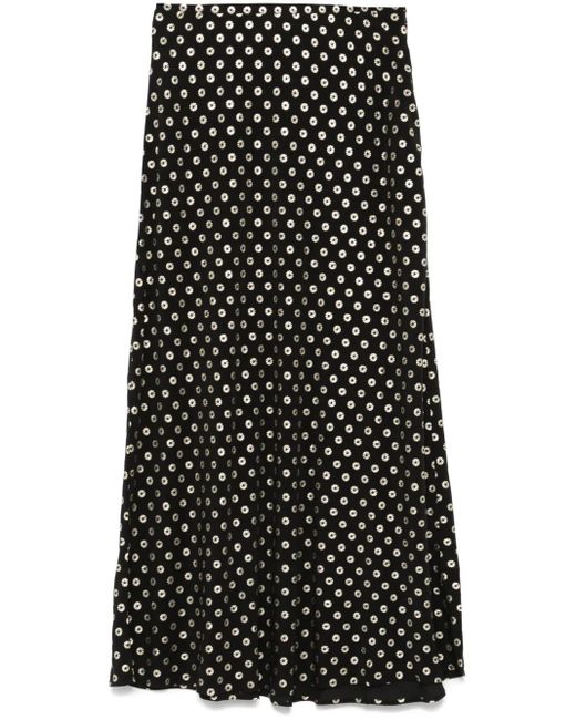 Gonna Midi A Fiori di Rixo in Black