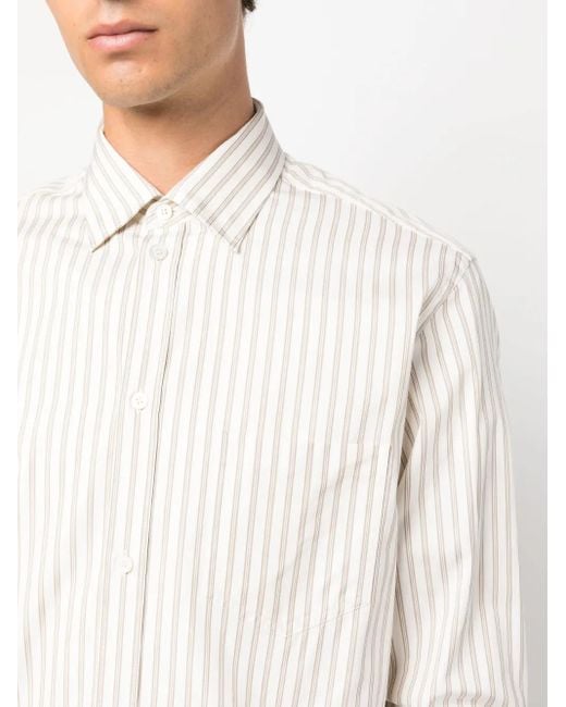 Golden Goose Deluxe Brand White Striped Cotton Button-Up Shirt for men
