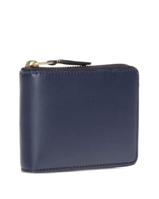 Comme des Garçons Blue Zip-Around Leather Wallet