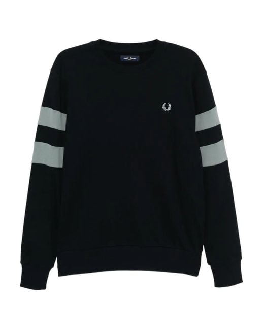 Fred Perry Black Embroidered-Logo Cotton Sweatshirt for men