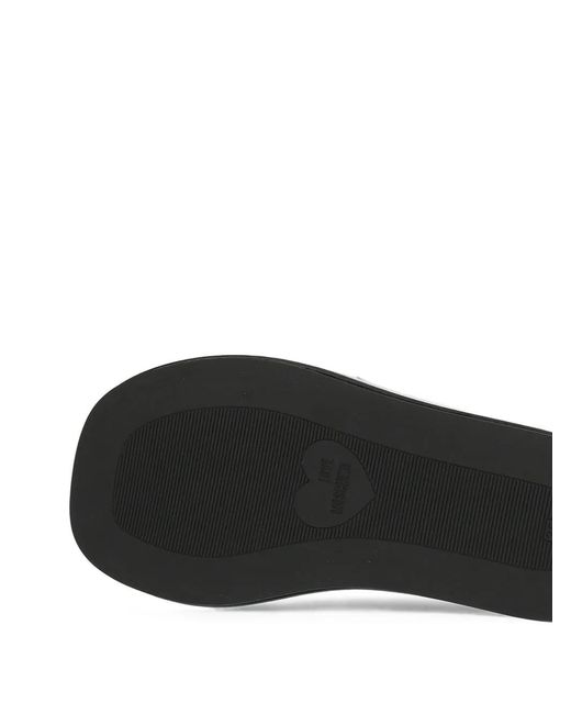 Moschino Black Logo-Print Knit Sandals