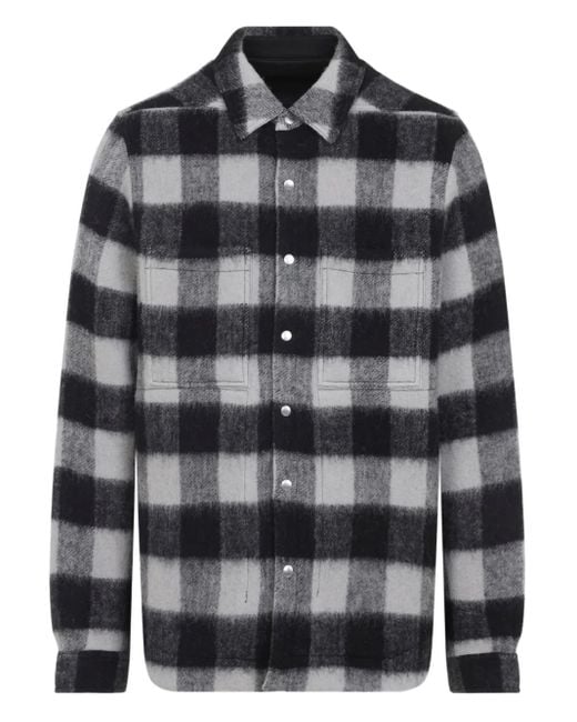 Camicia A Quadri di Rick Owens in Gray da Uomo