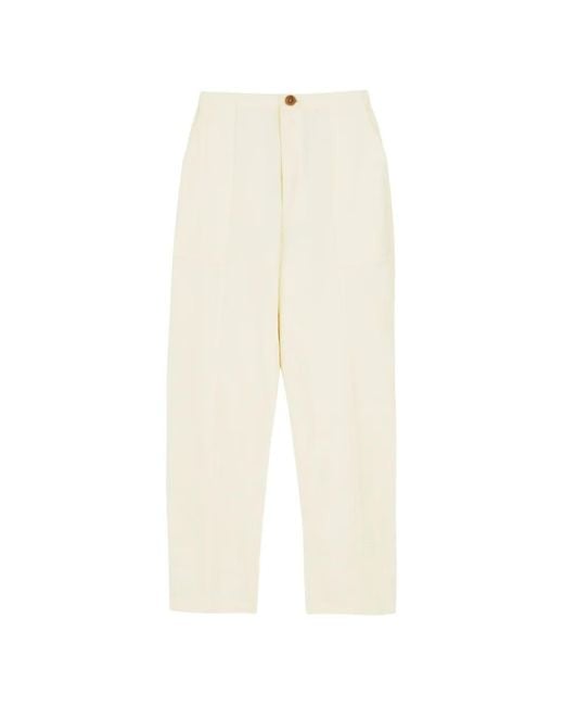 Skall Studio White Garden Cotton Straight Trousers