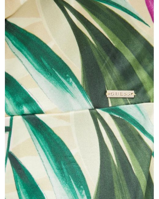 Guess Green Gerüschter Jumpsuit mit tropischem Print