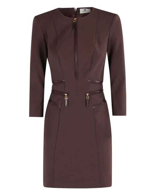 Robe Zippée À Manches Trois Quarts Elisabetta Franchi en coloris Purple