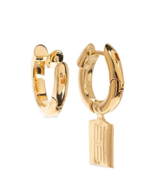 Balenciaga Metallic Rectangular Drop Earrings