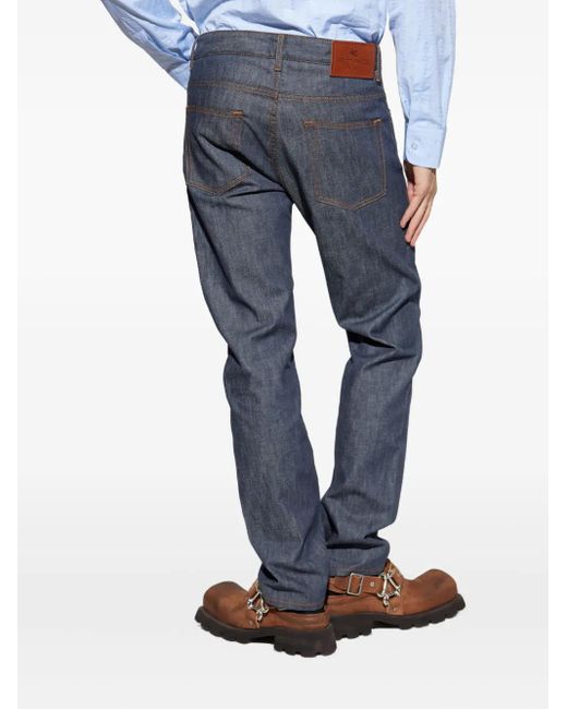 Etro Blue Contrast-Stitched Jeans for men