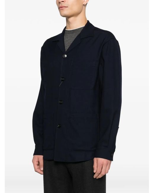 Canali Blue Button-Up Jacket for men