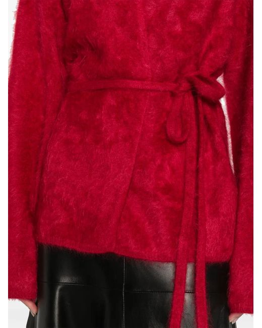 Soft Goat Red Brushed Cardigan