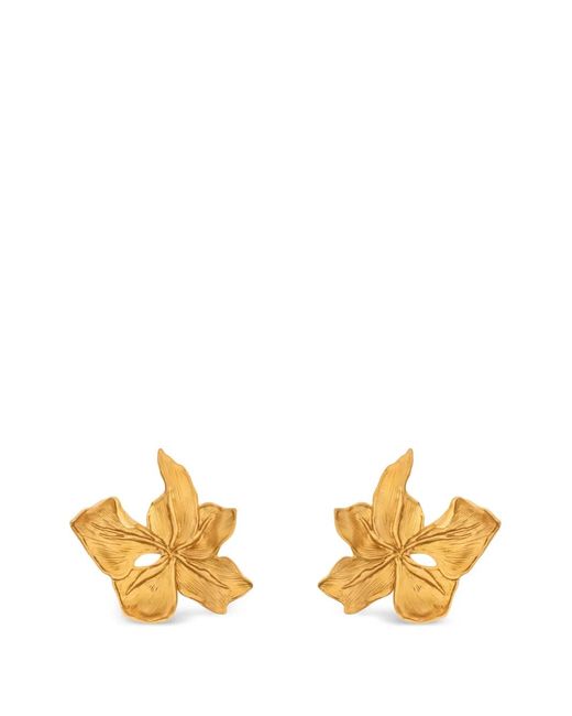 Oscar de la Renta Metallic Floral Earrings