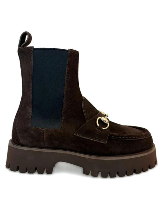 Gucci Black Horsebit Platform Boots